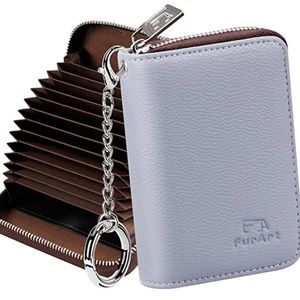 FurArt Credit Card Wallet, Zipper Card Cases Holder for Men Women, RFID Blocking